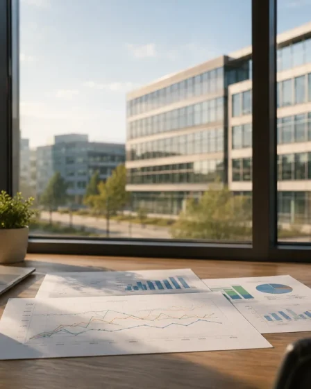 Vue d'ensemble d'un immeuble de bureaux soumis aux obligations du décret tertiaire en milieu urbain
